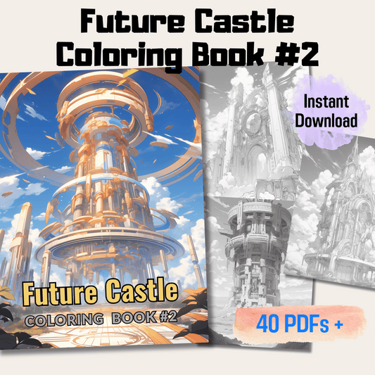 20 Pages Future Castle Coloring Book, Perfect Gift for All Ages