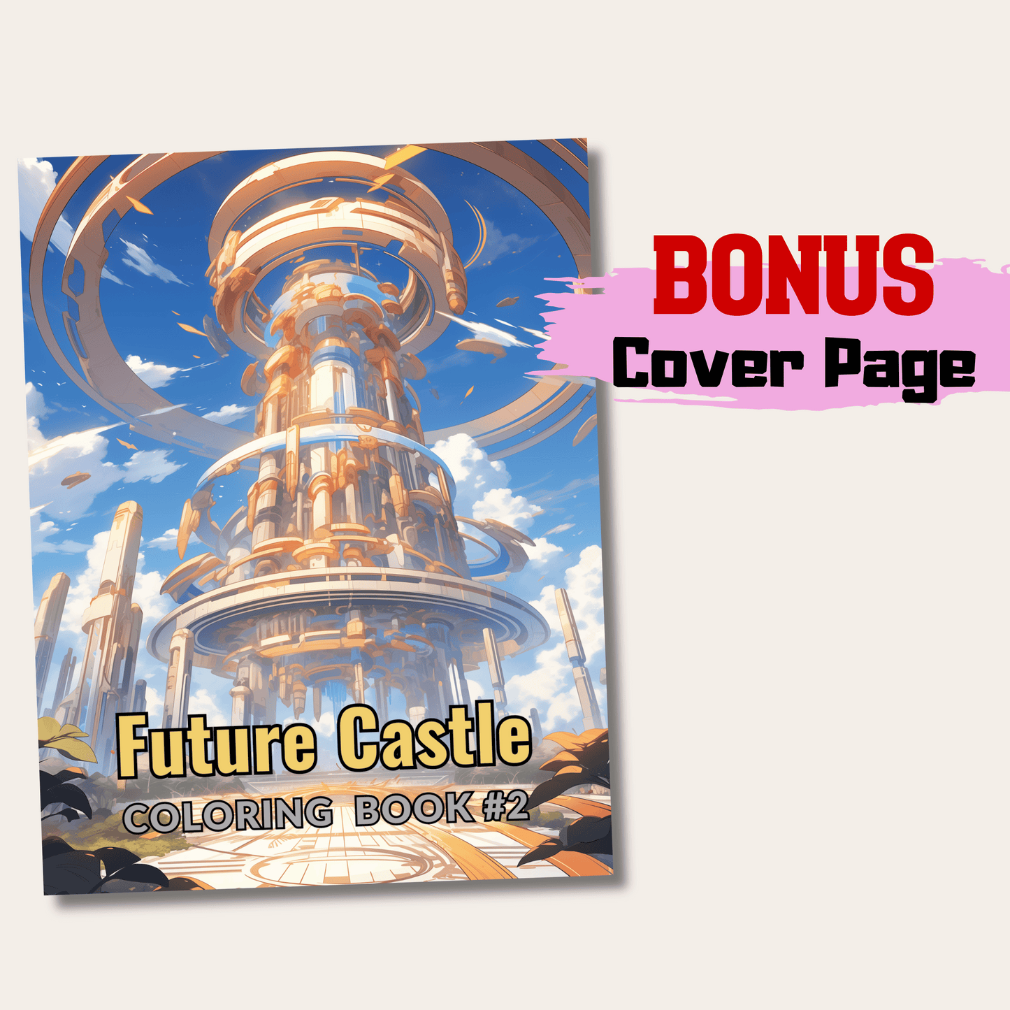 20 Pages Future Castle Coloring Book, Perfect Gift for All Ages