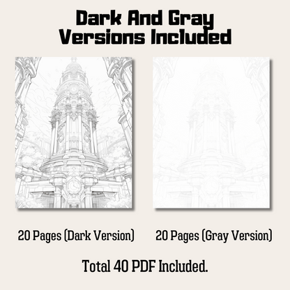 20 Pages Future Castle Coloring Book, Perfect Gift for All Ages