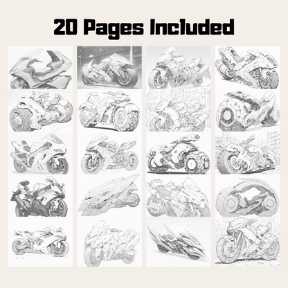 Future Motorcycle Coloring Book, 20 Unique Design of Future Motorbike Coloring Pages