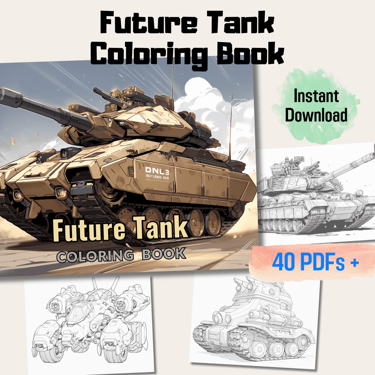 Future Tank Coloring Book, Fun and Educational Activity