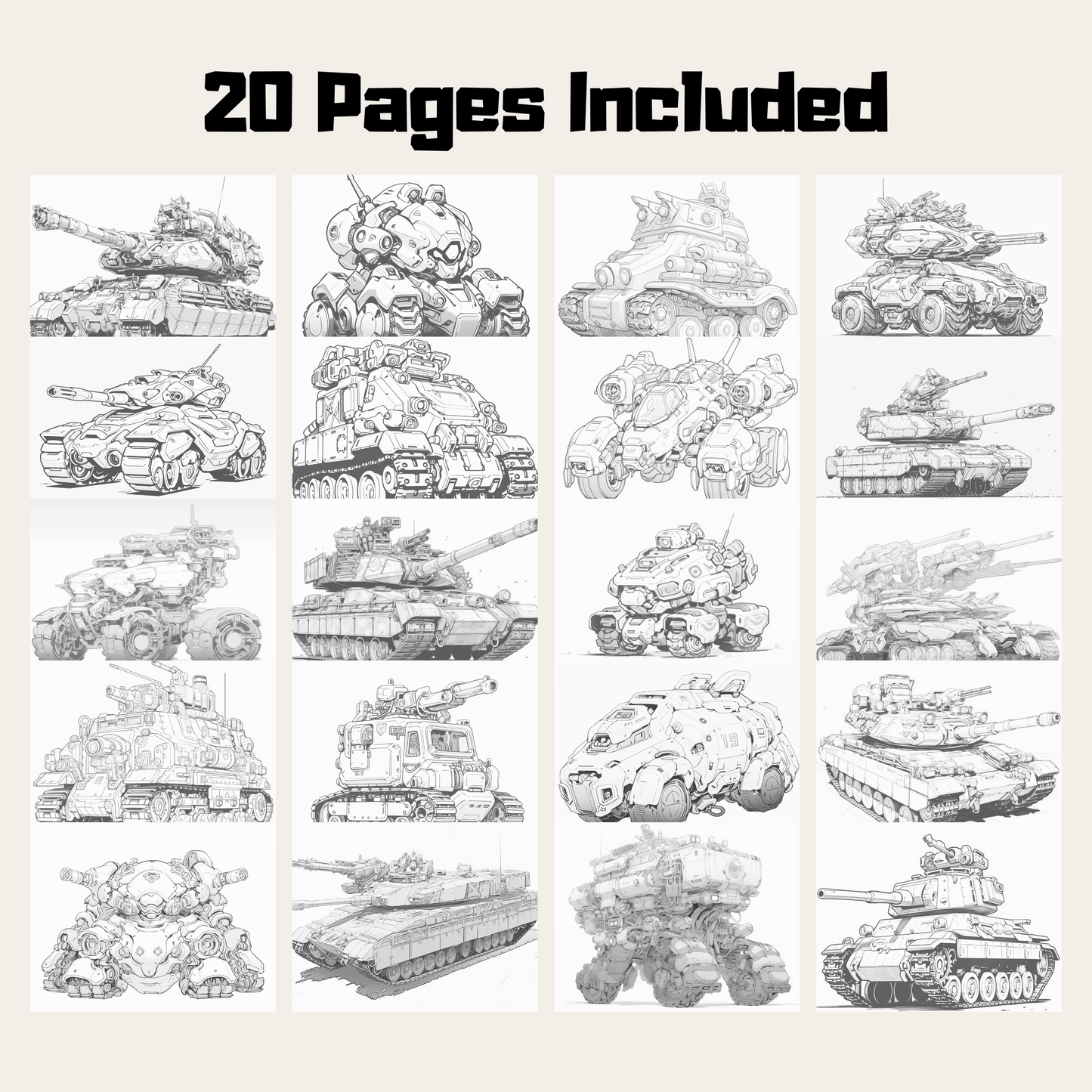 Future Tank Coloring Book, Fun and Educational Activity