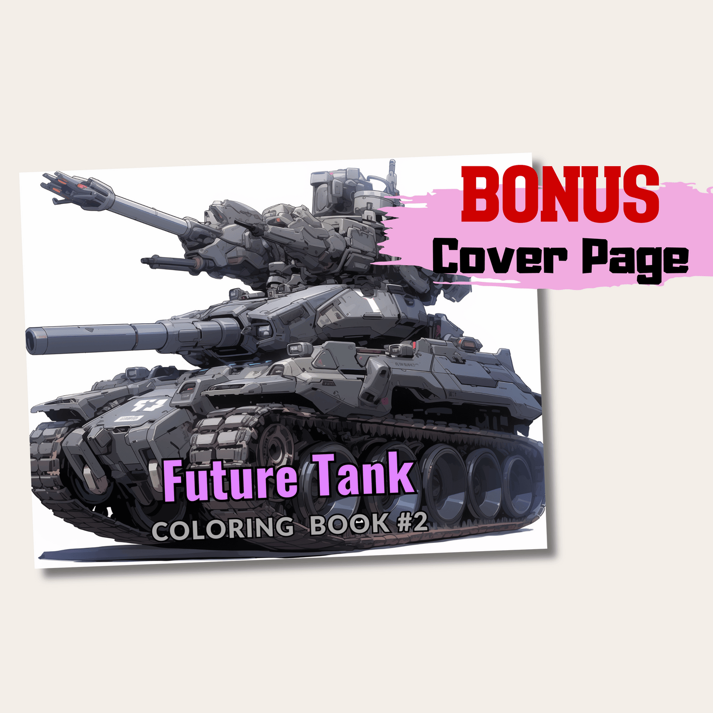 20 Pages Future Tank Coloring Book, Engaging Designs and Detailed Illustrations