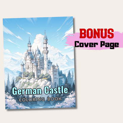 German Castle Coloring Book, Adult Coloring Book for Stress Relief