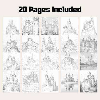 German Castle Coloring Book, Adult Coloring Book for Stress Relief