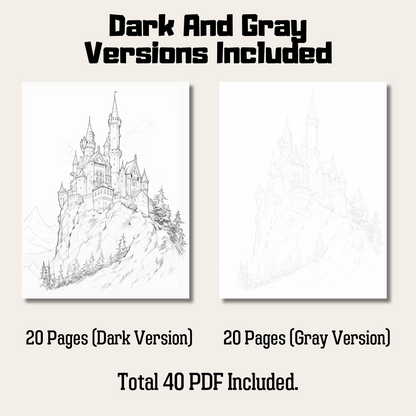 German Castle Coloring Book, Adult Coloring Book for Stress Relief