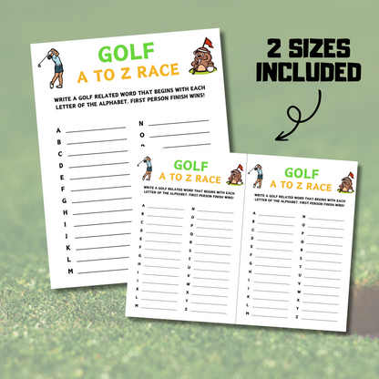 Golf A To Z Race Game | Printable Golf Team ABC Race Games
