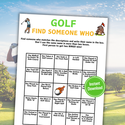 Golf Find Someone Who Game | Printable Golf Mix and Mingle Bingo Game