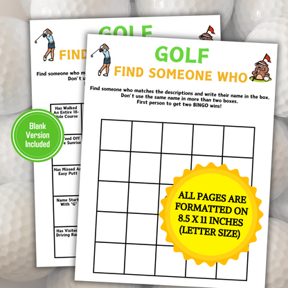 Golf Find Someone Who Game | Printable Golf Mix and Mingle Bingo Game
