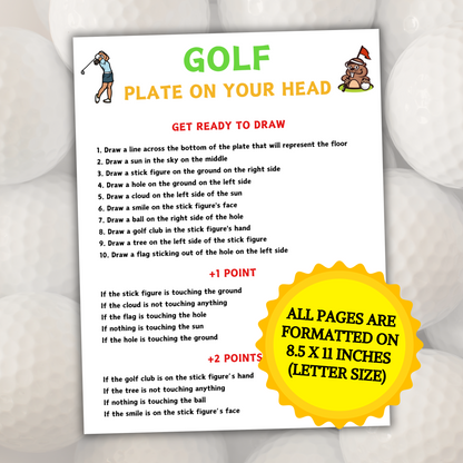 Golf Plate On Your Head Game | Hilarious Golf Drawing Game