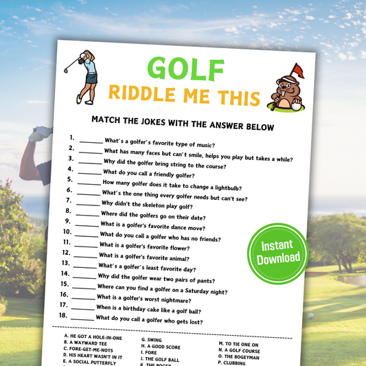 Golf Riddle Me This Game | Golf Party Riddles Game