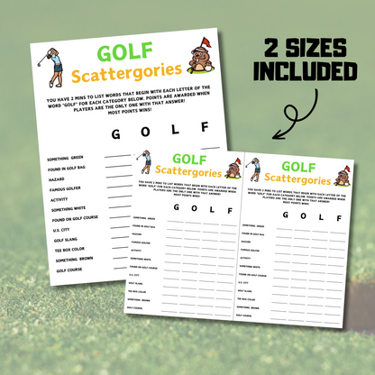Golf Scattergories Game | Minimalist Golf Team Party Game