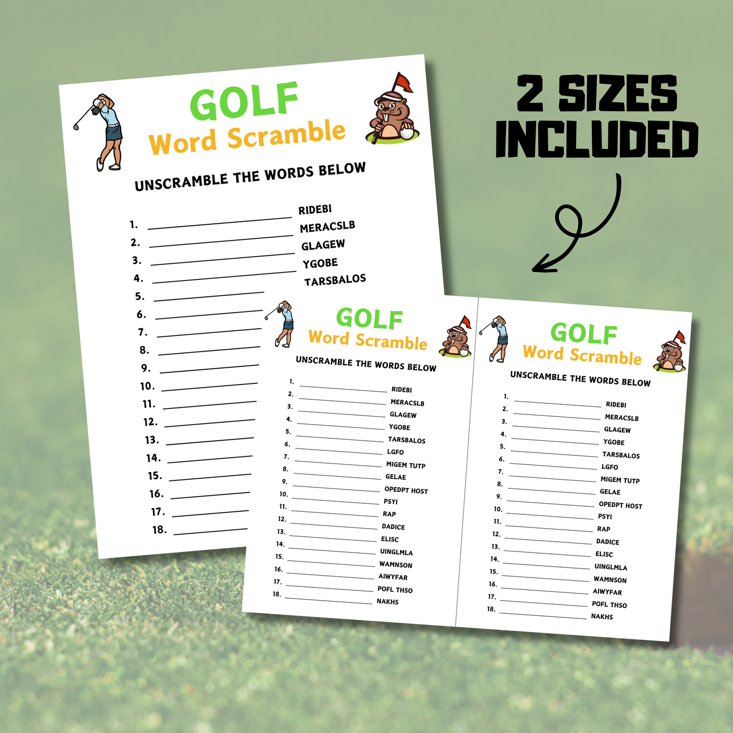 Golf Word Scramble Game | Printable Golf Team Unscramble Game
