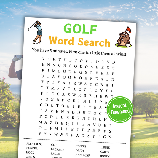 Golf Word Search Game | Minimalist Golf Word Find Game