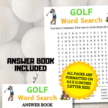 Golf Word Search Game | Minimalist Golf Word Find Game