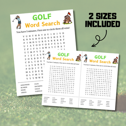 Golf Word Search Game | Minimalist Golf Word Find Game