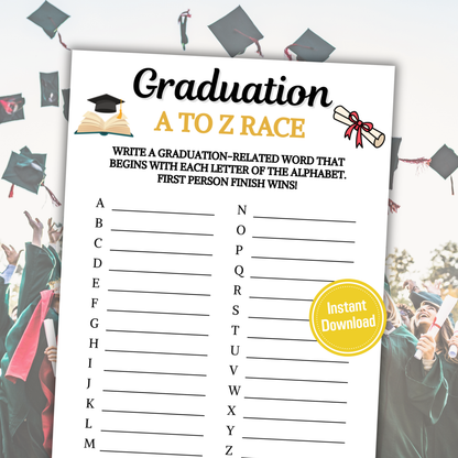 Graduation A To Z Race Game | Printable Graduation ABC Race Games