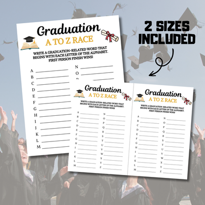 Graduation A To Z Race Game | Printable Graduation ABC Race Games