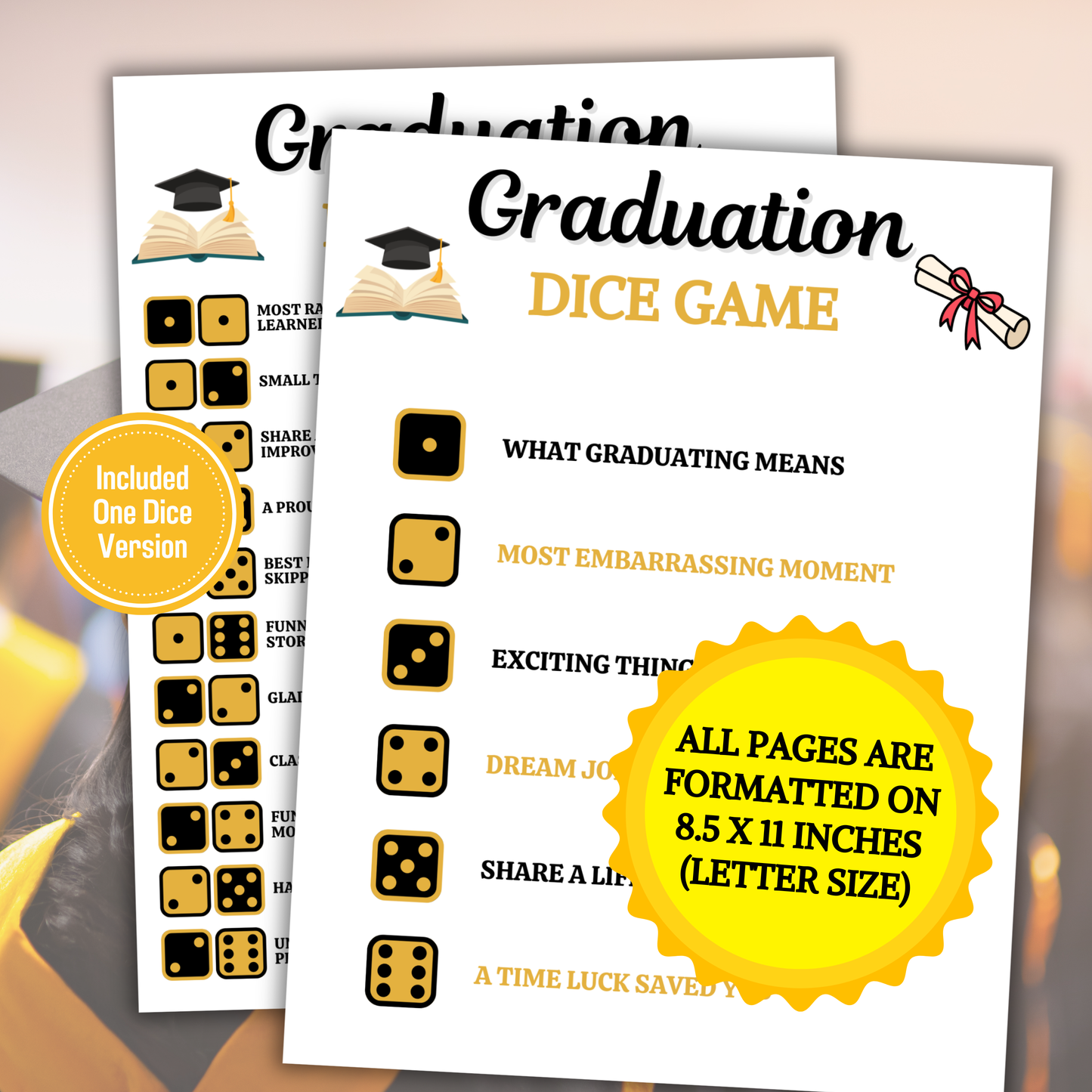 Graduation Dice Game | Get To Know You Dice Game