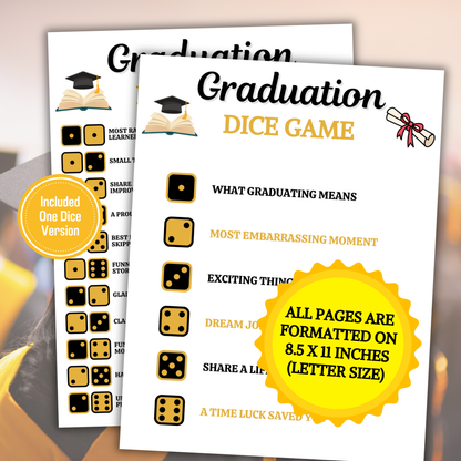 Graduation Dice Game | Get To Know You Dice Game