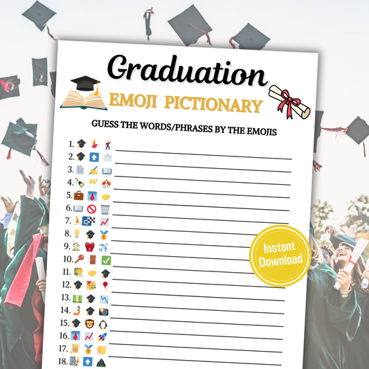 Graduation Emoji Pictionary Game | Printable Graduation Emoji Game