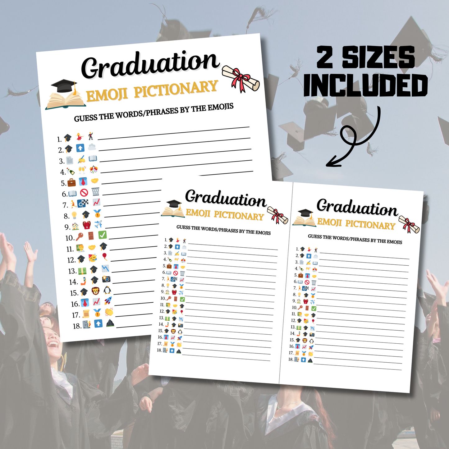 Graduation Emoji Pictionary Game | Printable Graduation Emoji Game