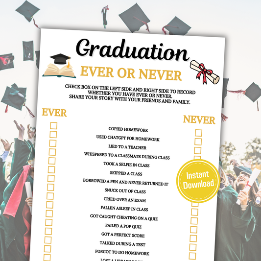 Graduation Ever Or Never Game | Graduation Party Never Have I Ever Game