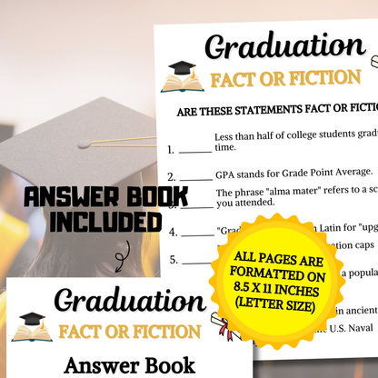 Graduation Fact or Fiction Game | Printable Graduation True Or False Game