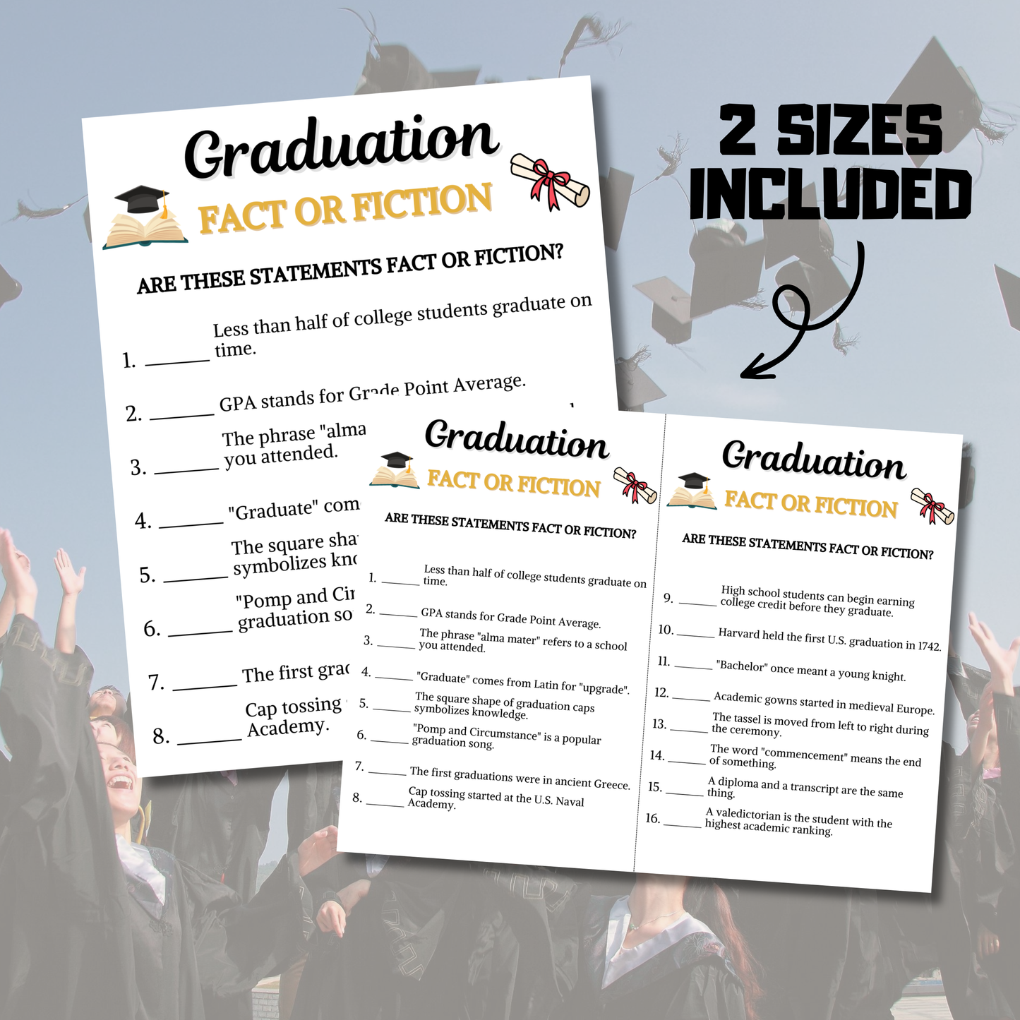 Graduation Fact or Fiction Game | Printable Graduation True Or False Game