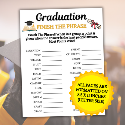 Graduation Finish The Phrase Game | Graduation Think Fast Game