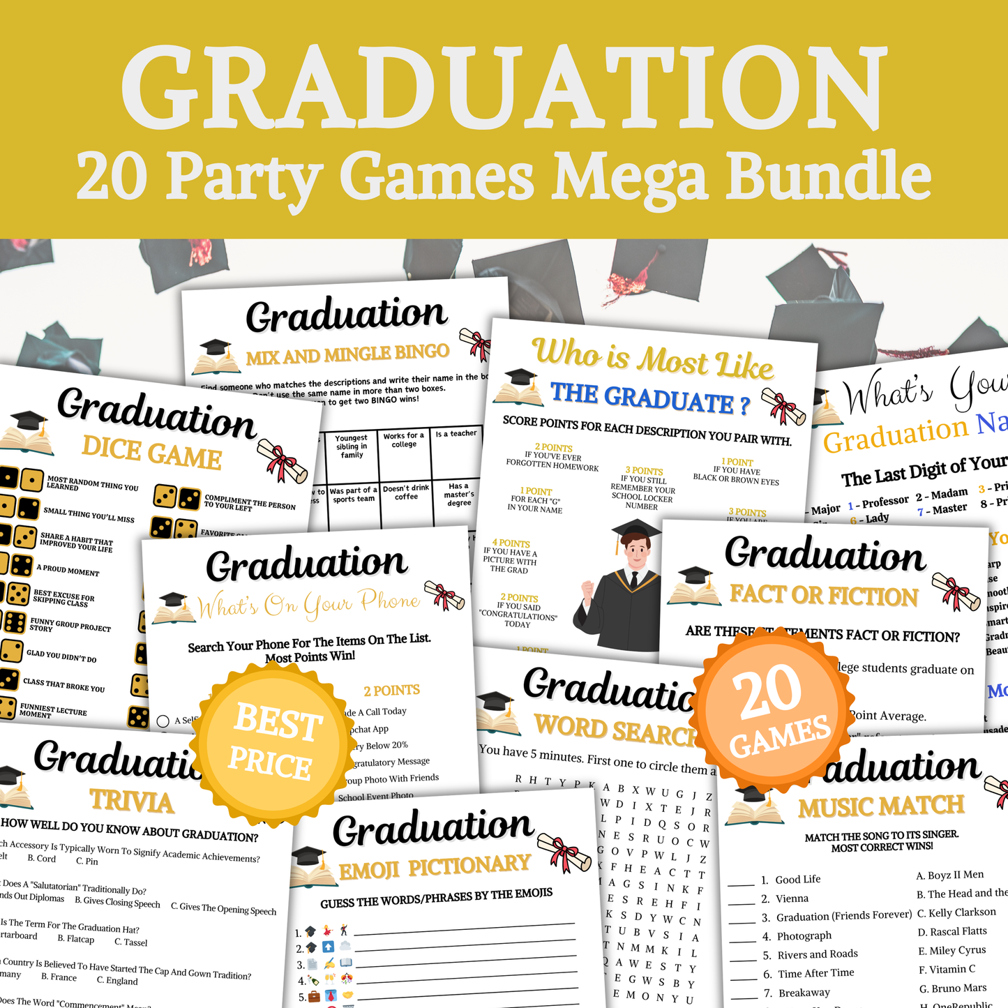 Graduation Games Bundle | Printable Graduation Party Game