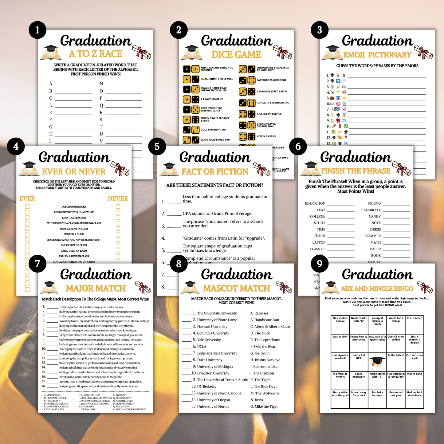 Graduation Games Bundle | Printable Graduation Party Game