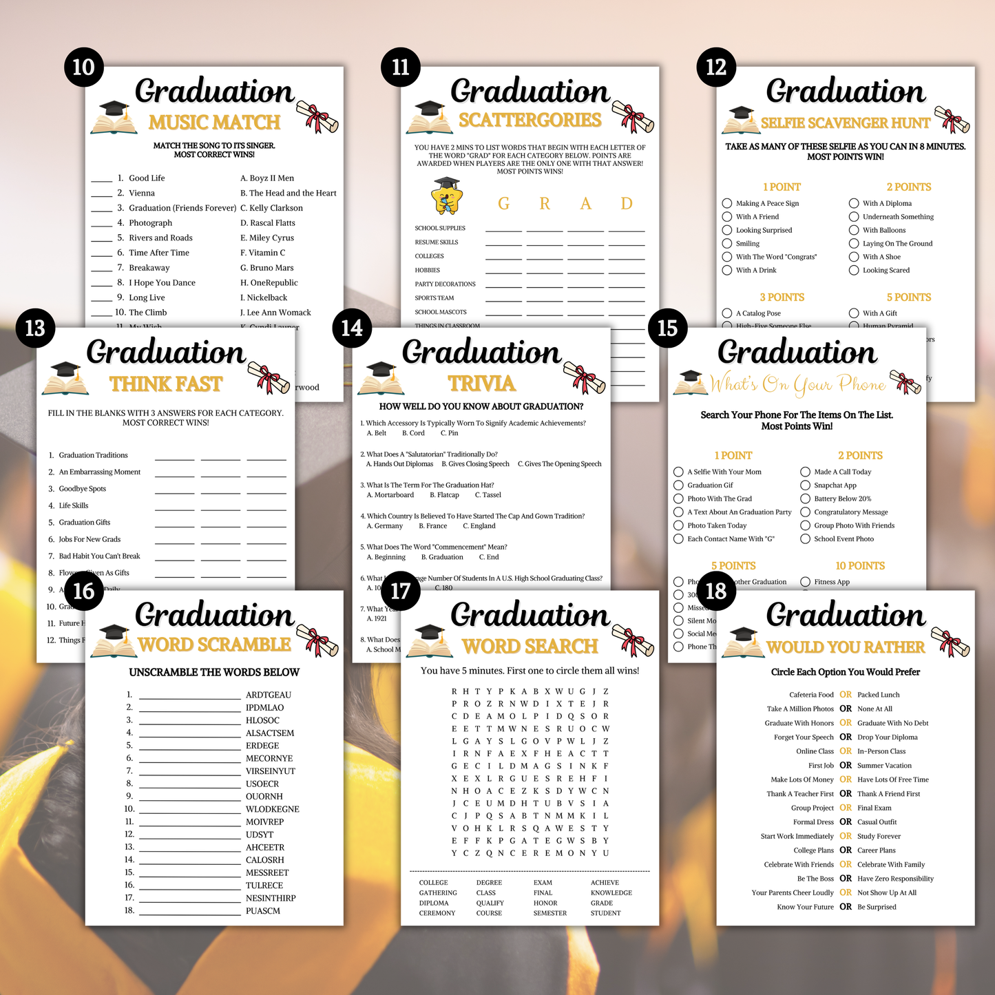 Graduation Games Bundle | Printable Graduation Party Game