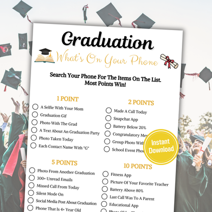 Graduation What's On Your Phone Game | Graduation Party Games