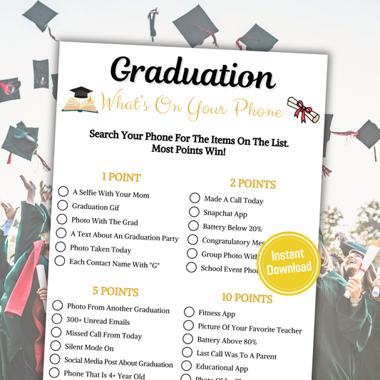 Graduation What's On Your Phone Game | Graduation Party Games