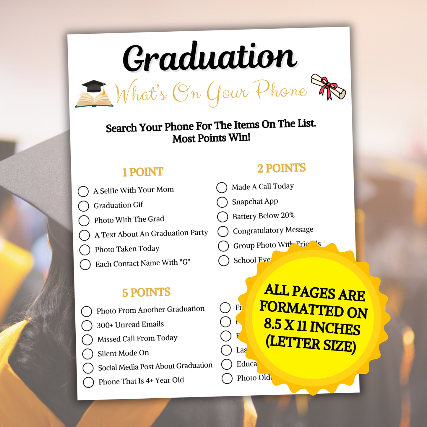 Graduation What's On Your Phone Game | Graduation Party Games