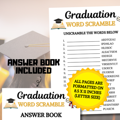Graduation Word Scramble Game | Graduation Unscramble Game