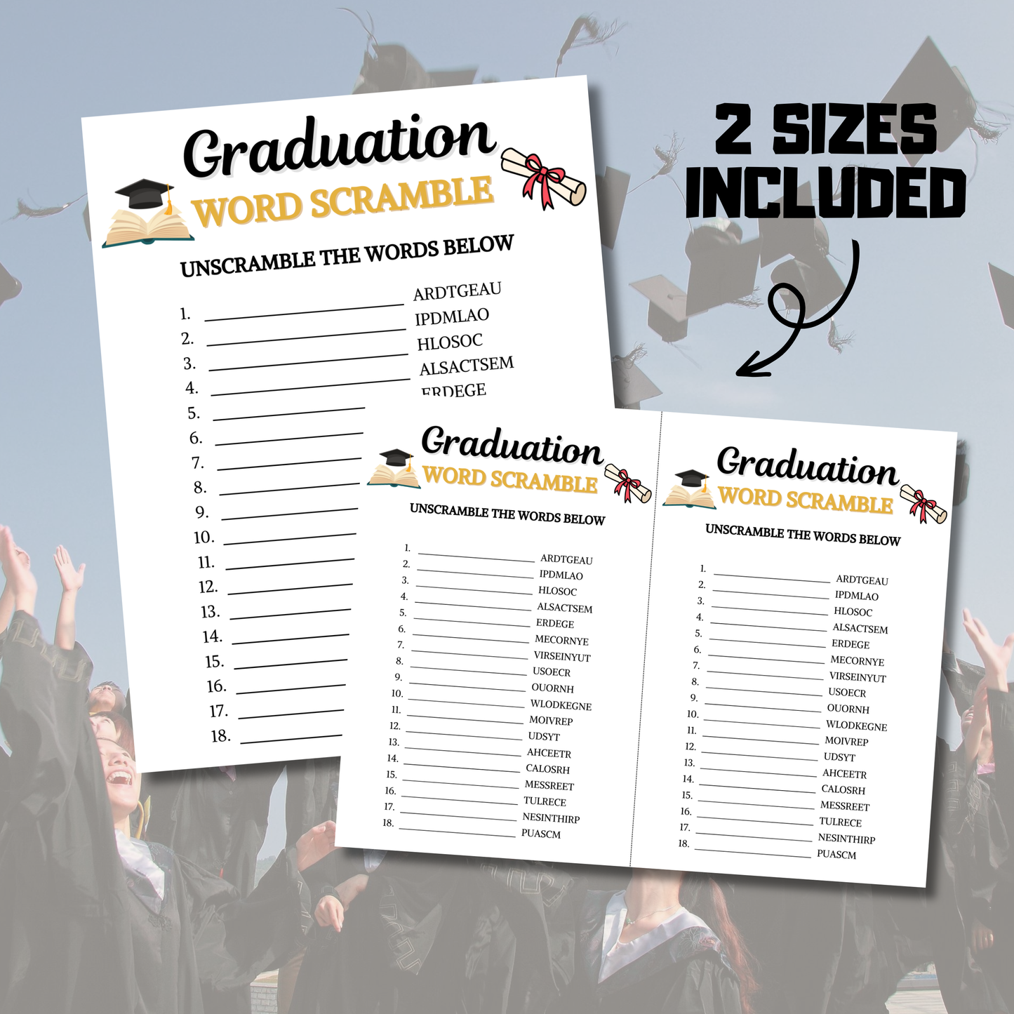 Graduation Word Scramble Game | Graduation Unscramble Game