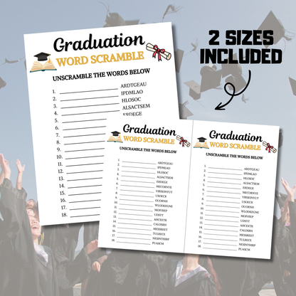 Graduation Word Scramble Game | Graduation Unscramble Game