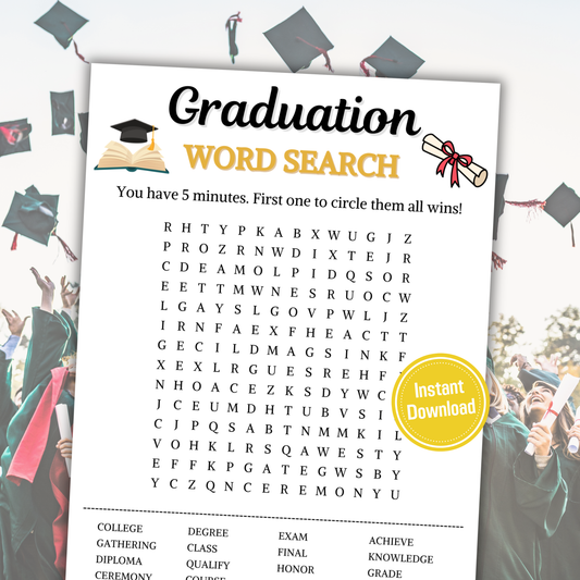 Graduation Word Search Game | Minimalist Graduation Word Find Game