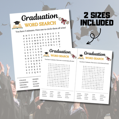 Graduation Word Search Game | Minimalist Graduation Word Find Game