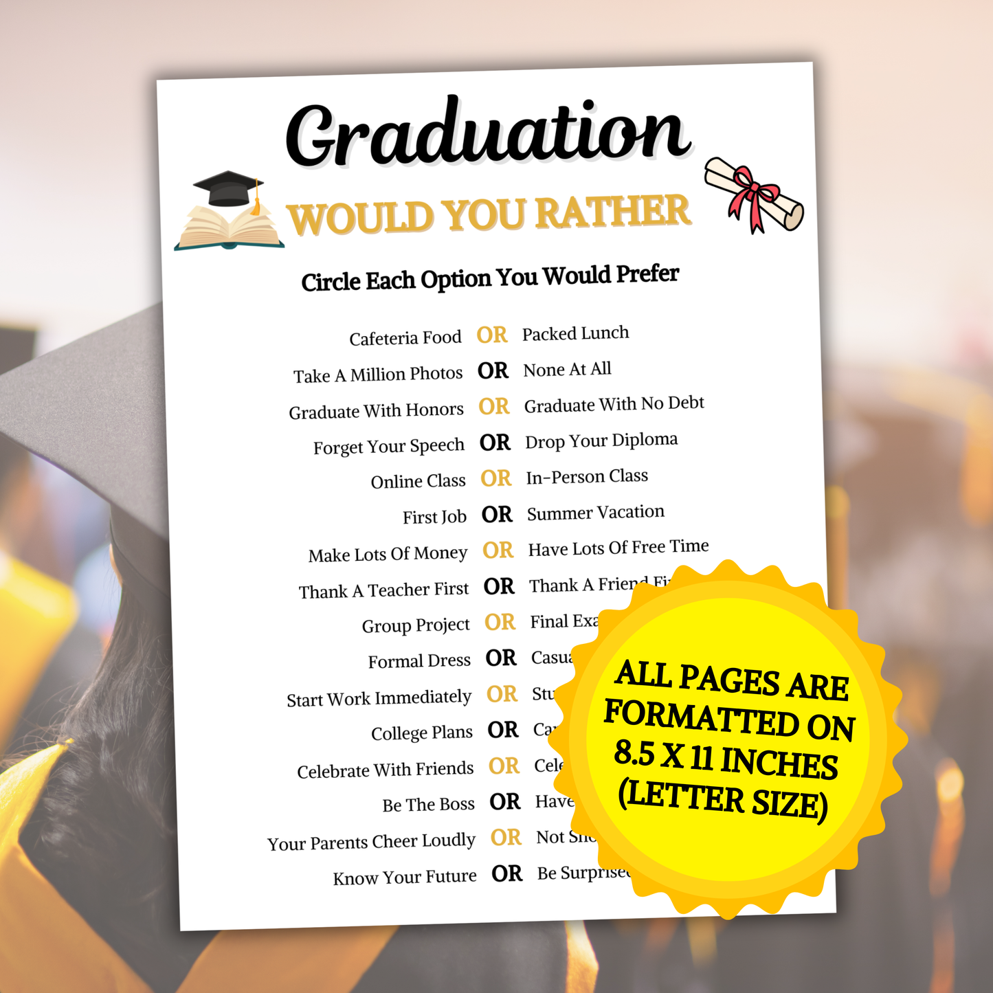 Graduation Would You Rather Game | Graduation This or That Game