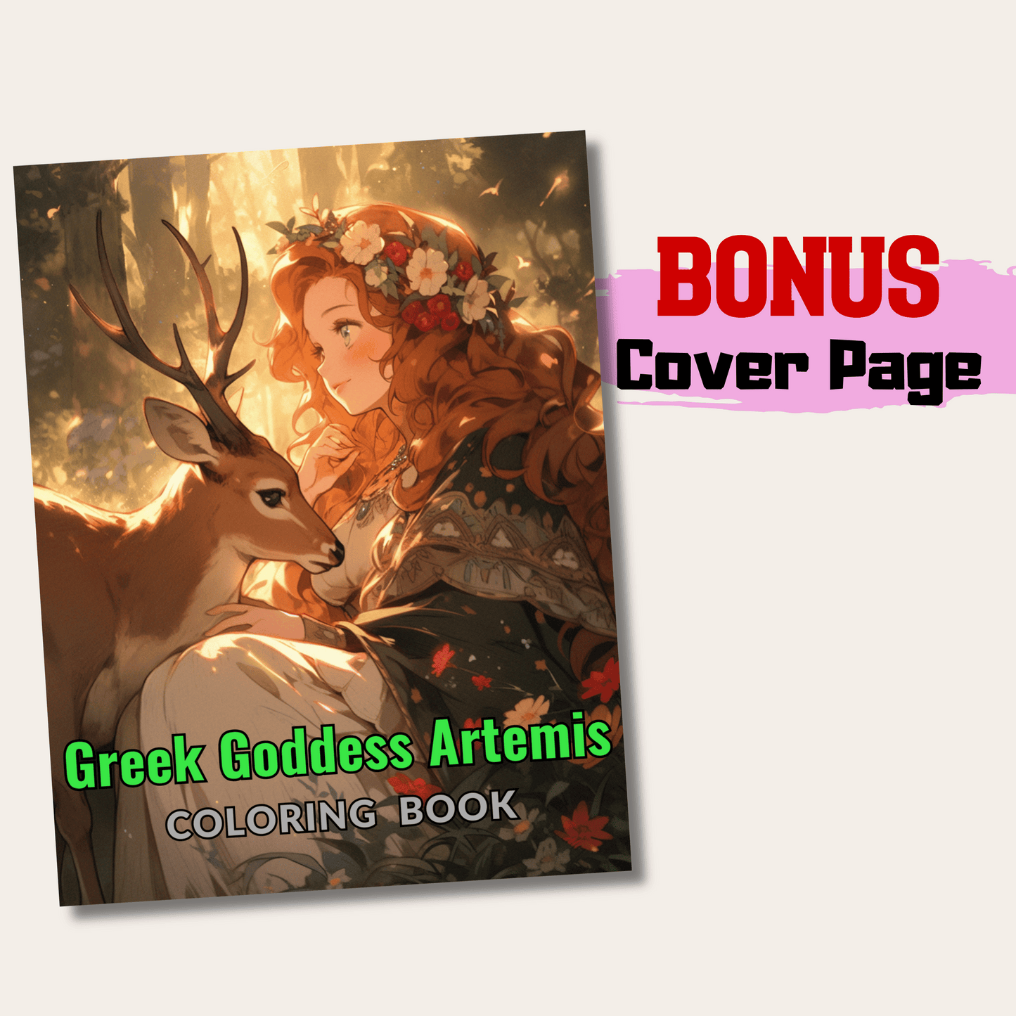 Greek Goddess Artemis Coloring Book 1: Artemis Cover Page