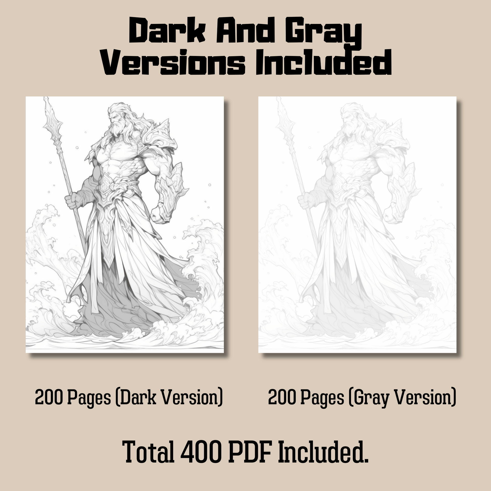 Greek Gods Coloring Book Bundle 1: Greek God Dark And Gray Versions Demo