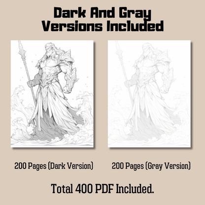 Greek Gods Coloring Book Bundle 1: Greek God Dark And Gray Versions Demo