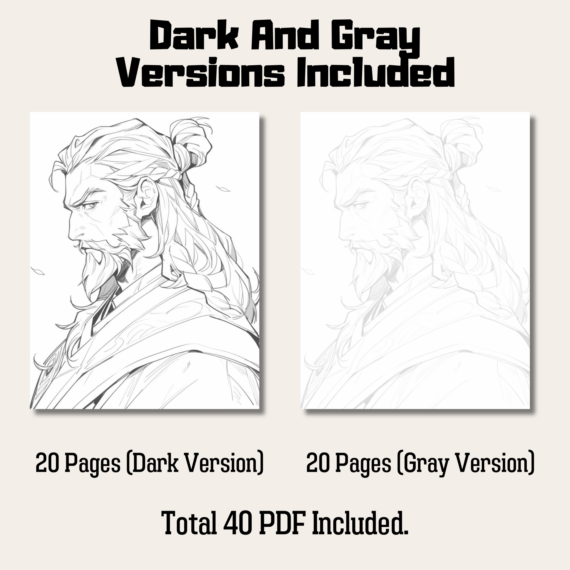 Guan Yu Coloring Book 1: Guan Yu Dark And Gray Versions Demo