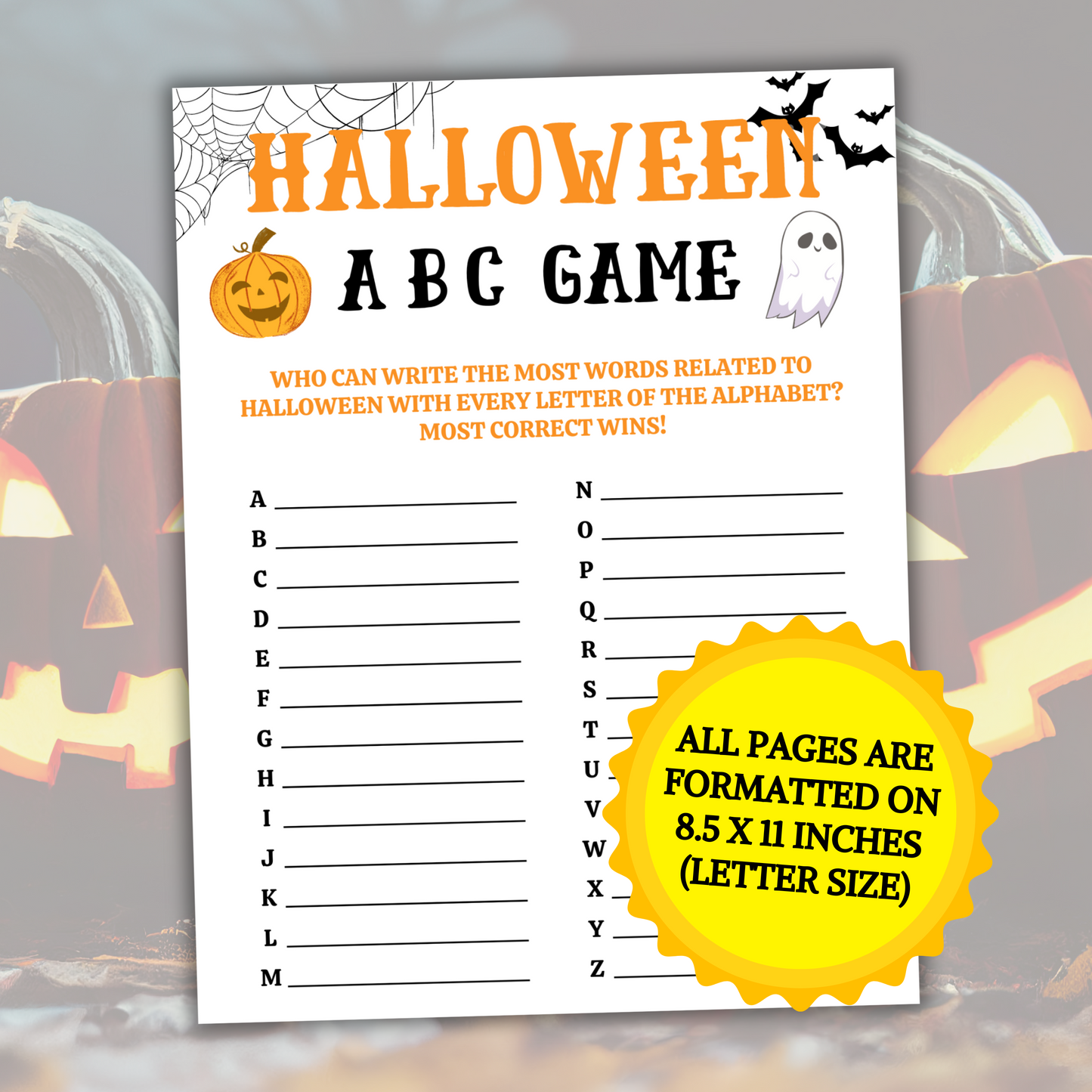 Halloween ABC Game | A To Z Race Game