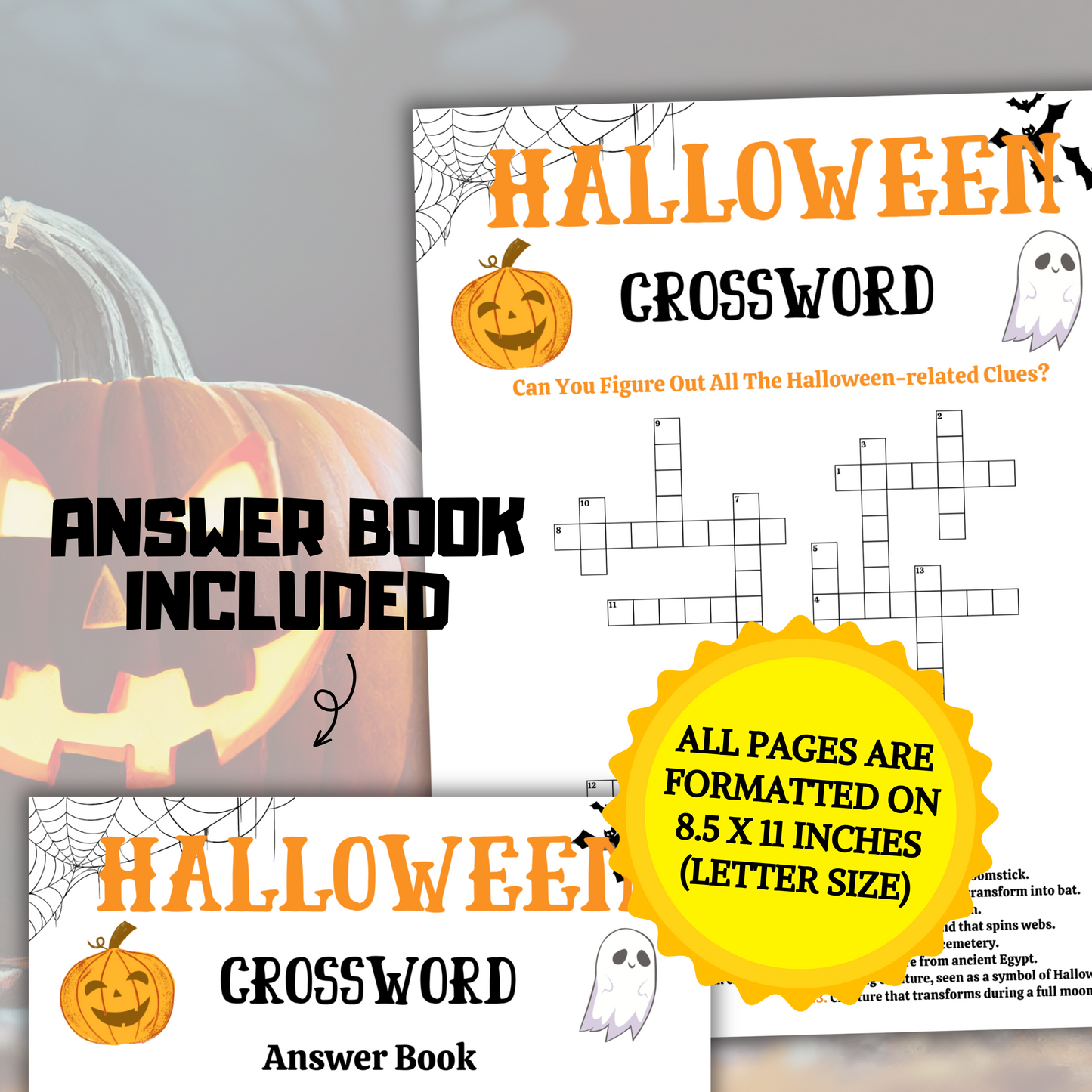 Halloween Crossword Game | Printable Halloween Word Puzzle