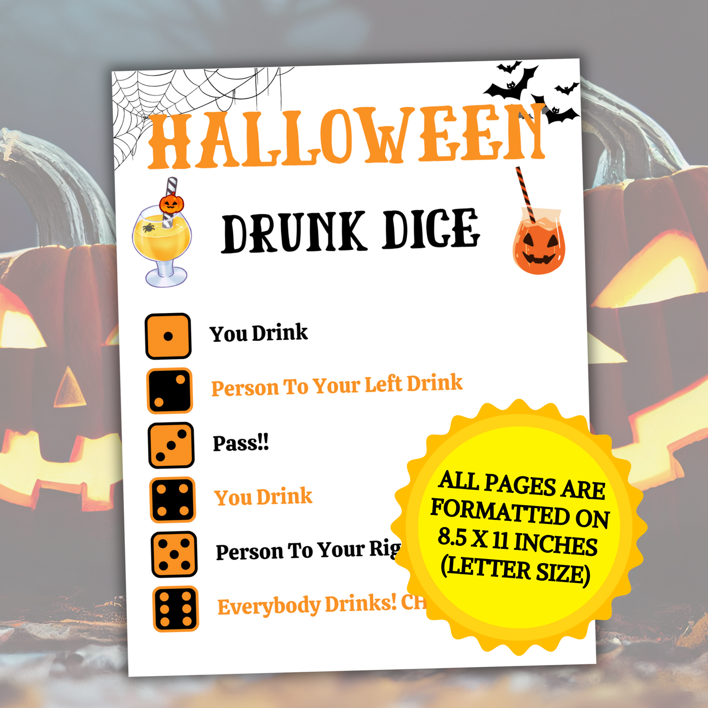 Halloween Drunk Dice Game | Drunk Dice Drinking Game