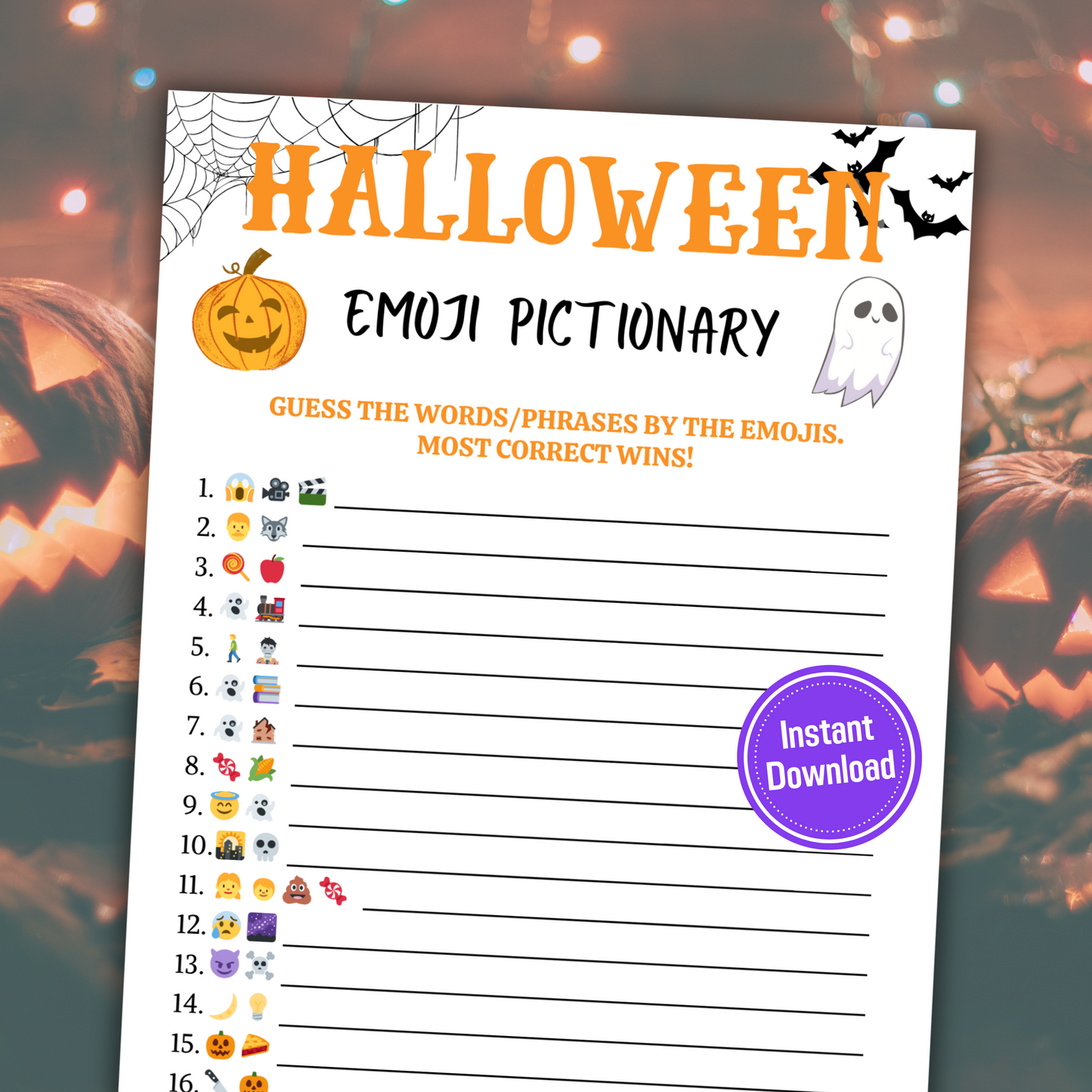 Halloween Emoji Pictionary Game | Halloween Emoji Game